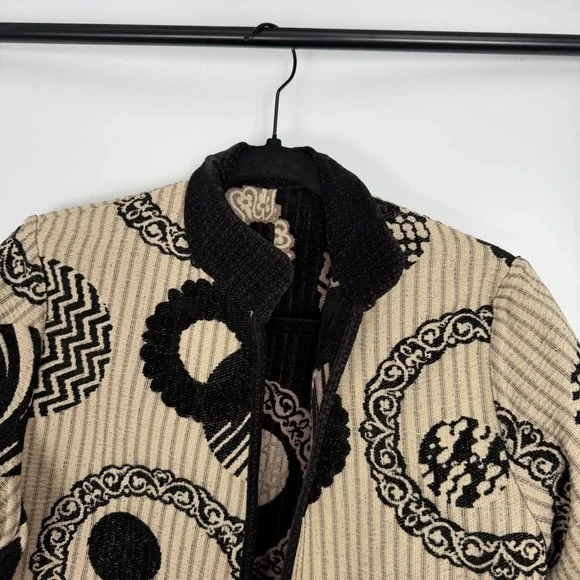 Vintage Womens Abstract Mixed Media Fine European Reversible Tapestry Jacket Med - Picture 5 of 11